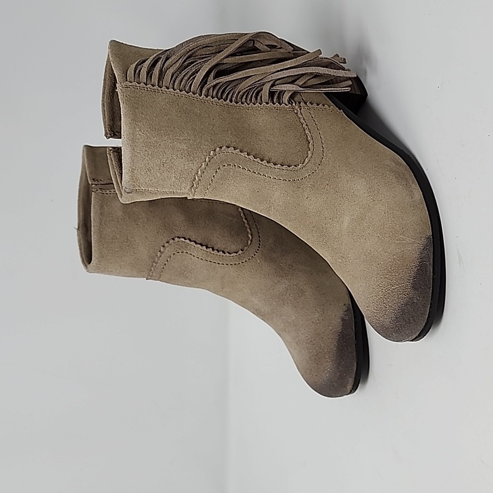 Crown Vintage Suede Fringe Ankle Booties Size 8